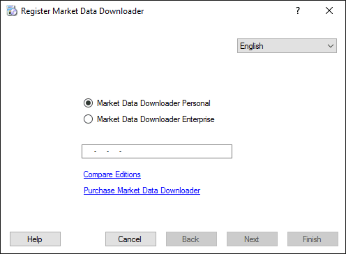Market Data Downloader Registration - First step Market Data Downloader Registration - First step